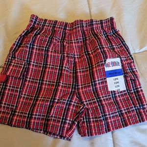NWT Okie Dokie Plaid Elastic Waist Shorts, Size 12 Months